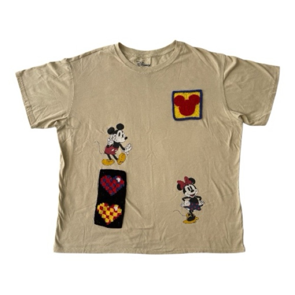 Disney Mickey Minnie Crochet Patch Tee XXL Retro Graphic Tee